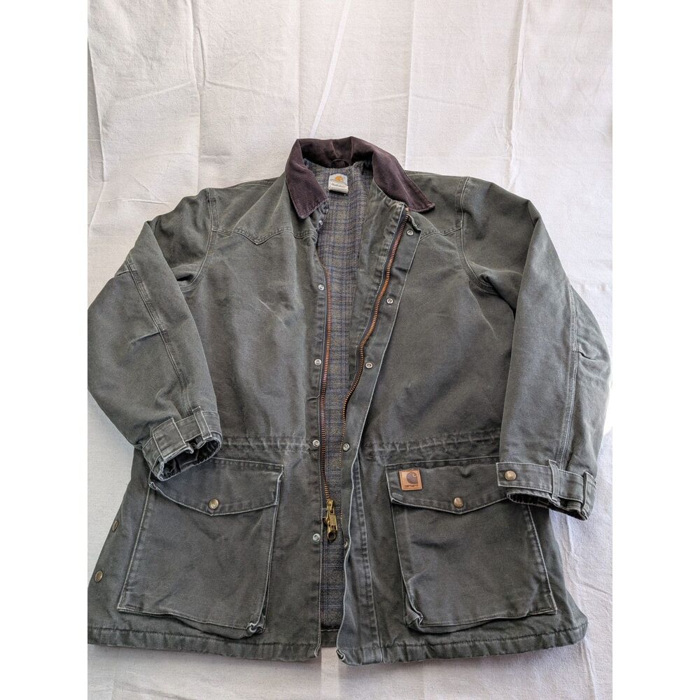 Y2K Workwear Heritage Men’s L Carhartt C52 MOS Moss Ranch Coat Blanket Lined